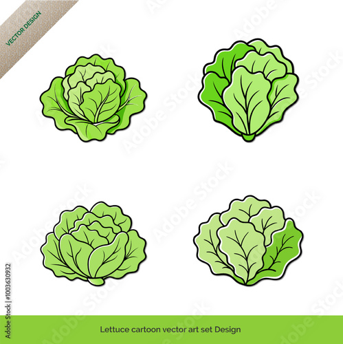 Lettuce Delight  Cartoon Vector Art Set Design