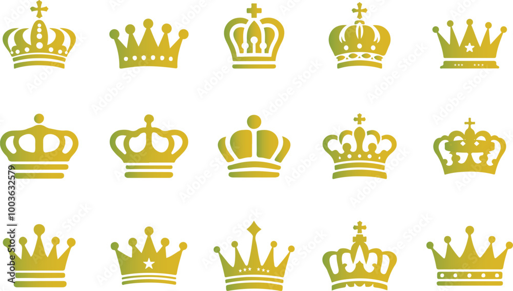 Royal King and Queen Crown Icon Set Vector illustration on White Background. Royal King and Queen Crown Icon Set Vector illustration on White Background.