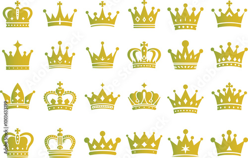 Wallpaper Mural Royal King and Queen Crown Icon Set Vector illustration on White Background. Torontodigital.ca
