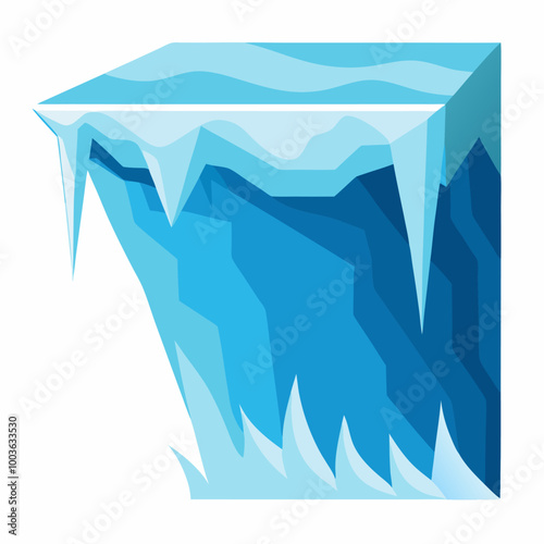 glacier cliff edge  with ice falling into the ocea