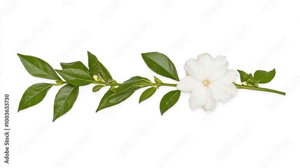 Gardenia on solid white background, single object Gardenia on solid white background, single object