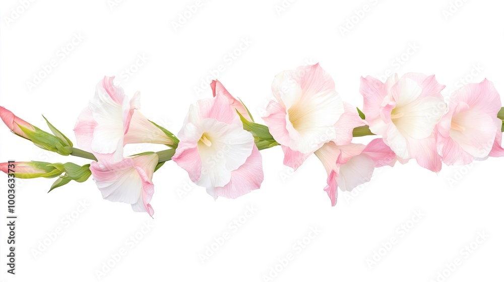 Fototapeta premium Gladiolus on solid white background, single object