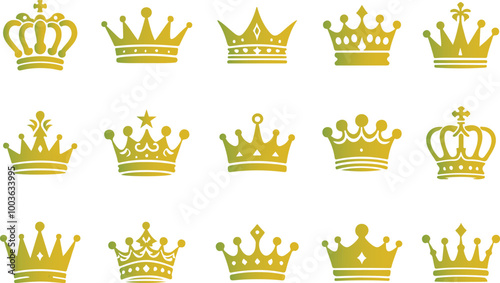 Wallpaper Mural Royal King and Queen Crown Icon Set Vector illustration on White Background. Torontodigital.ca