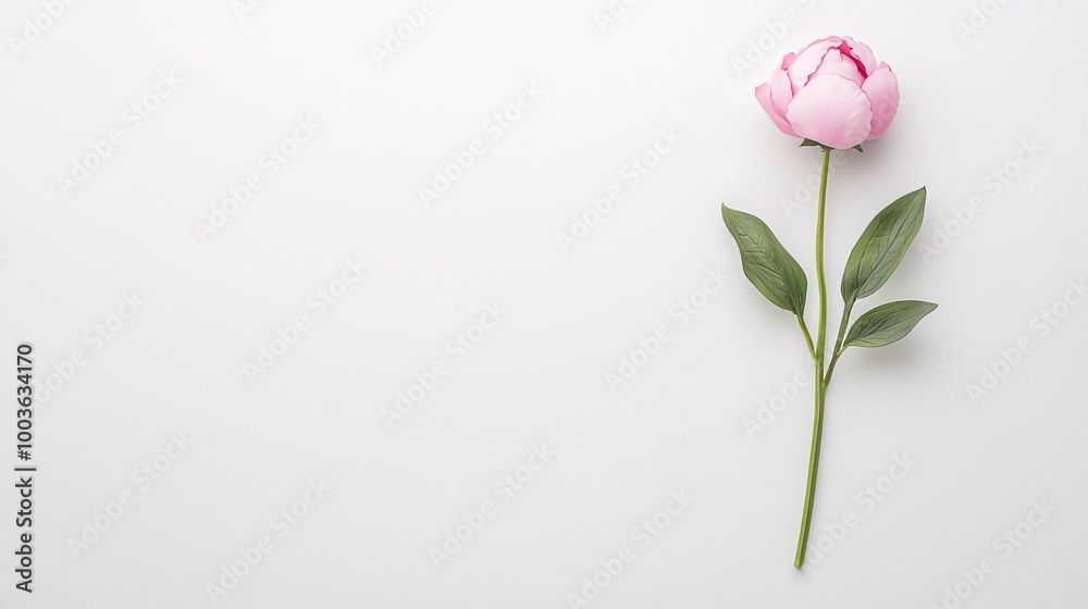 Fototapeta premium Peony on solid white background, single object