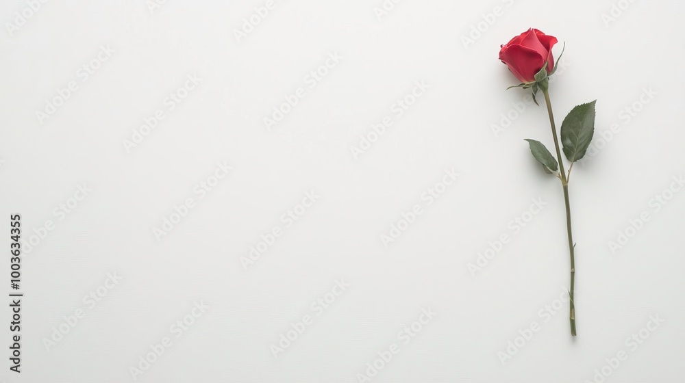 Rose on solid white background, single object
