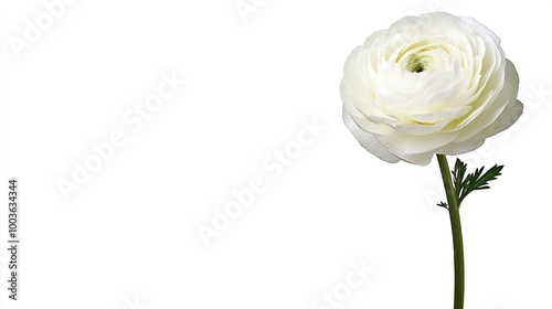 Ranunculus on solid white background, single object