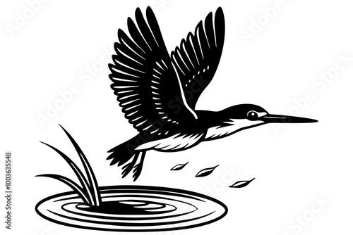  Diving Kingfisher Silhouette Featuring a Bird Diving into the Water