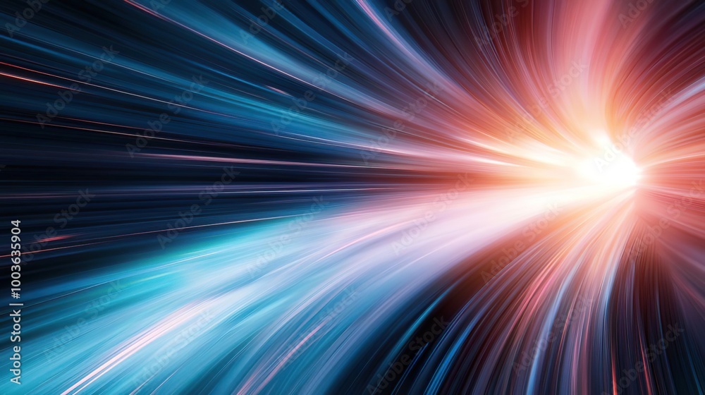 3D rendering of fast-moving stripe lines with glowing sunlight flares, representing high-speed motion and hi-tech innovation. 3D rendering of fast-moving stripe lines with glowing sunlight flares, representing high-speed motion and hi-tech innovation.