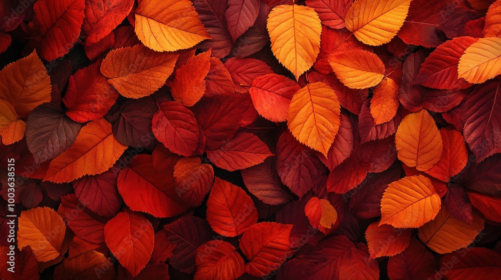 Vibrant Autumn Leaves in Red and Orange Hues Vibrant Autumn Leaves in Red and Orange Hues