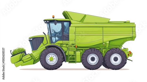 A combine harvester on solid white background, single object