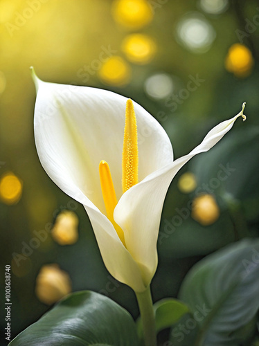A single, elegant Arum Lily in full bloom