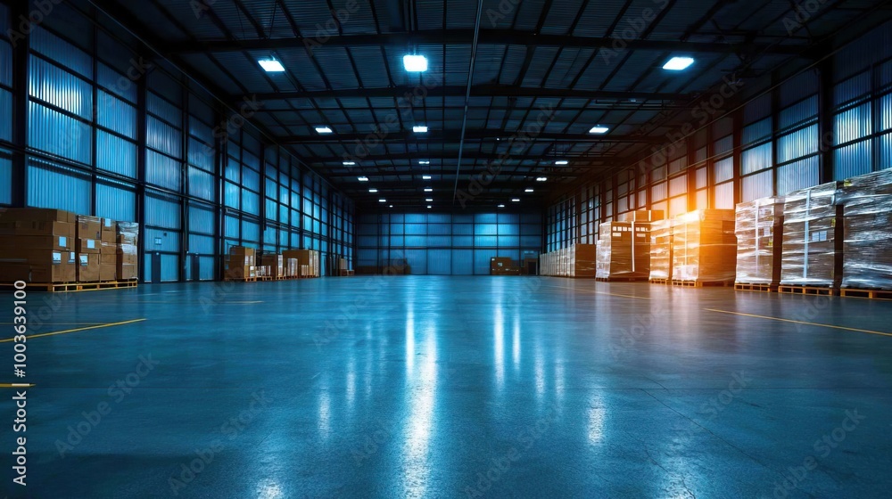 Interior of a modern warehouse. Interior of a modern warehouse.