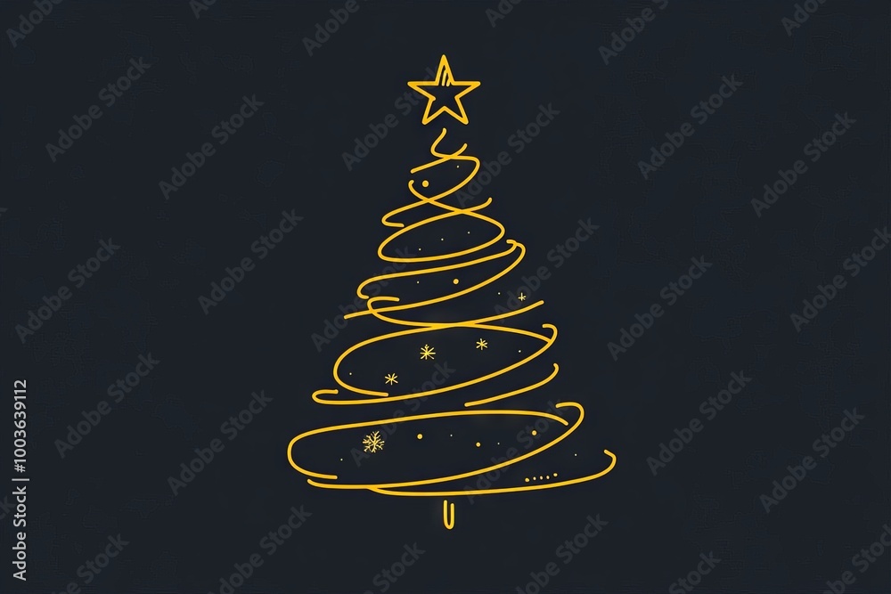 A Christmas tree with a star on top is shown in a black background A Christmas tree with a star on top is shown in a black background