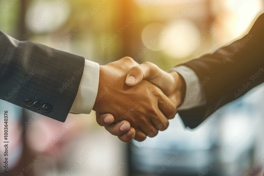 Close-up of handshake, representing successful business negotiation Close-up of handshake, representing successful business negotiation