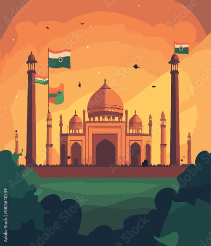 taj mahal in sunset