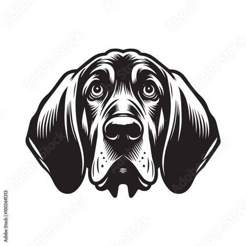 Bloodhound Dog Face Clipart Design - Dog Head Logo - Bloodhound Vector illustration in black and white
