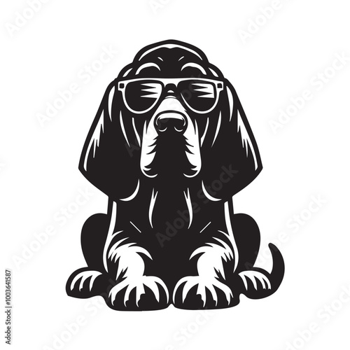 Bloodhound Dog Face Clipart Design - Dog Head Logo - Bloodhound Vector illustration in black and white