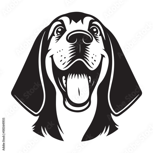 Bloodhound Dog Face Clipart Design - Dog Head Logo - Bloodhound Vector illustration in black and white