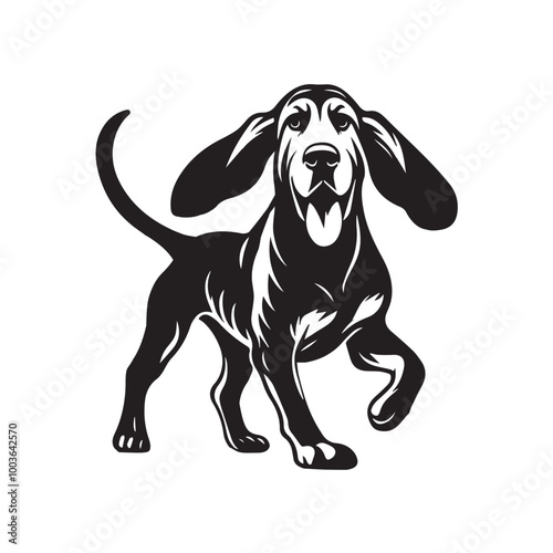 Bloodhound Dog Clipart Design - Bloodhound Vector illustration in black and white