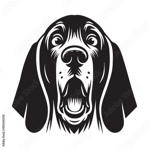 Bloodhound Dog Face Clipart Design - Dog Head Logo - Bloodhound Vector illustration in black and white
