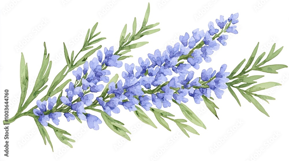 Fototapeta premium Watercolor clipart of a single veronica flower, isolate on white background