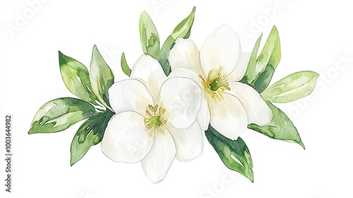 Watercolor clipart of a single hellebore bloom, isolate on white background