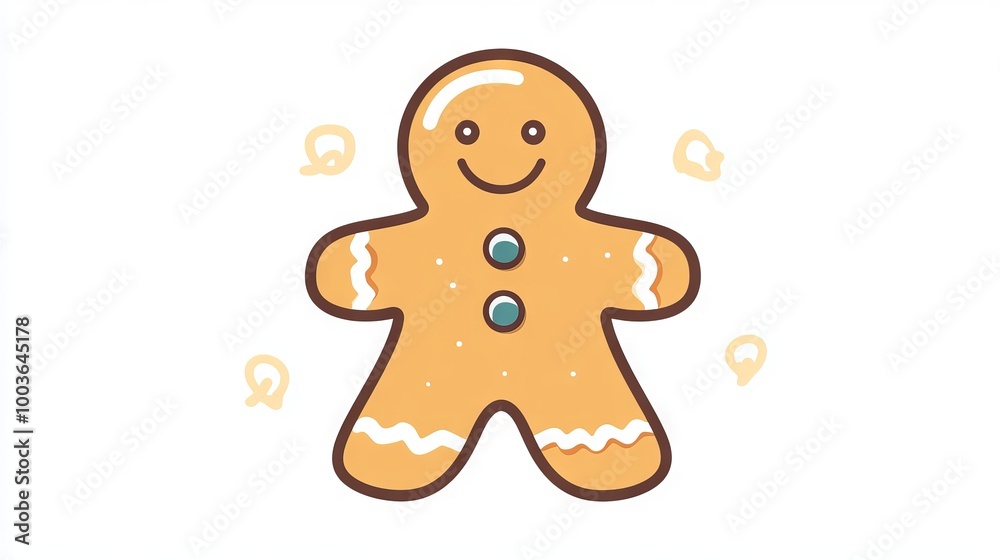 Simple line art of a gingerbread cookie with icing details. Simple line art of a gingerbread cookie with icing details.
