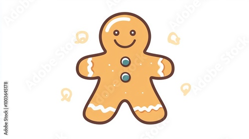 Simple line art of a gingerbread cookie with icing details.