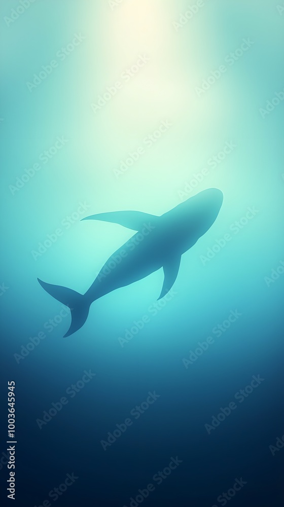 Fototapeta premium Silhouette Whale Underwater