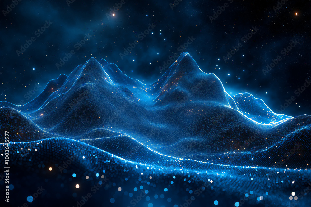 Concept of 5G technology, digital mountain in a futuristic style. Concept of 5G technology, digital mountain in a futuristic style.
