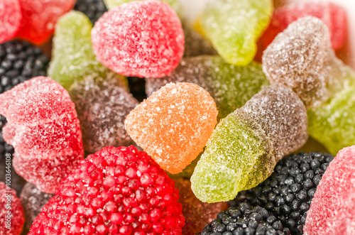 closeup of a pile of different candies