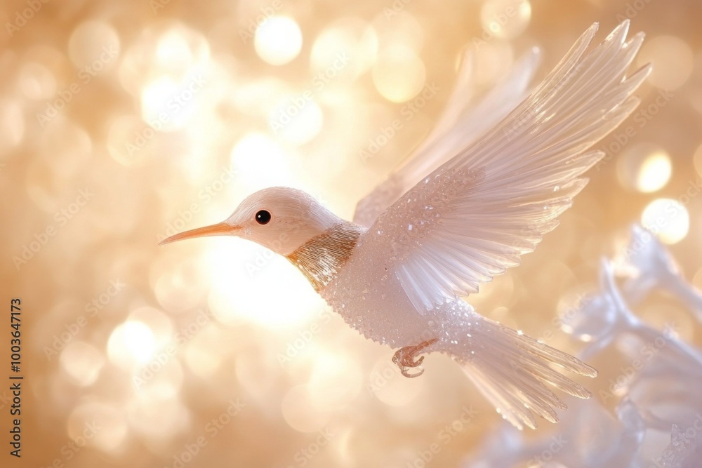 Obraz premium White Hummingbird in Flight