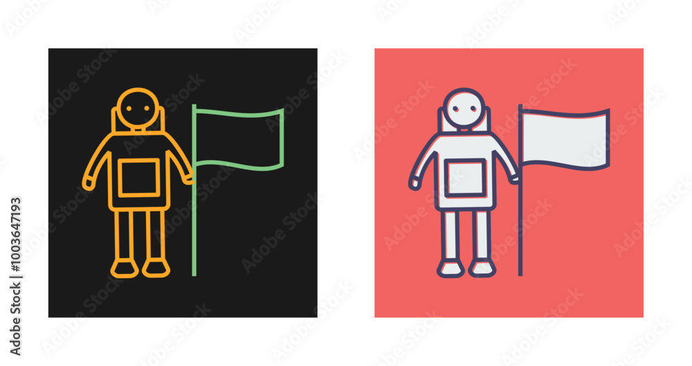 Man with Flag Vector Icon
