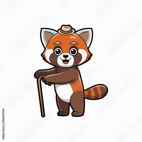 Adorable Red Panda Cartoon: Flat Style Design for Kids and Animators
