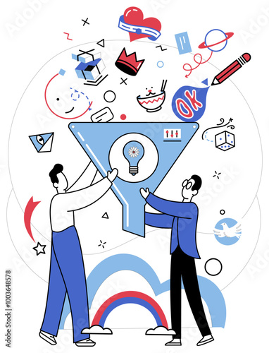 Deep reflection vector illustration. Intertwined with uncertainty, deep reflection births innovative ideas through brainstorming Motivation flourishes in fertile soil deep reflection and intellectual