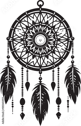 Dream catcher silhouette vector illustration isolated on a white background