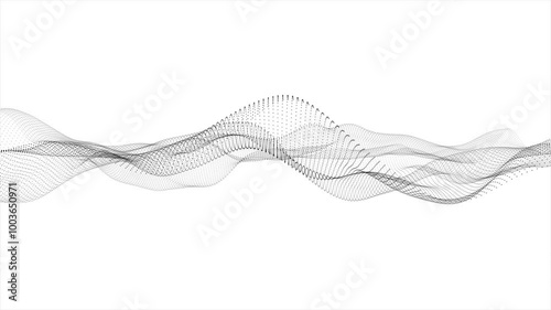 Abstract digital white dot background, looped wave and particle animation, looped background in 4k