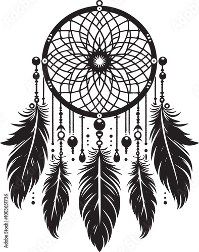 Dream catcher silhouette vector illustration isolated on a white background