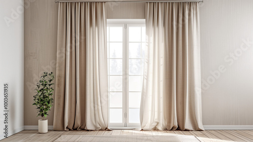 interior of a room with curtains