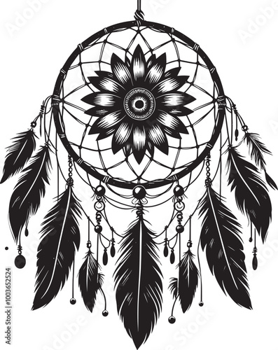 Dream catcher silhouette vector illustration isolated on a white background