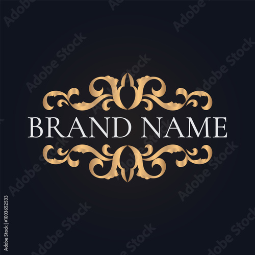 Vintage luxury ornamental logo with floral ornament. - Vector.