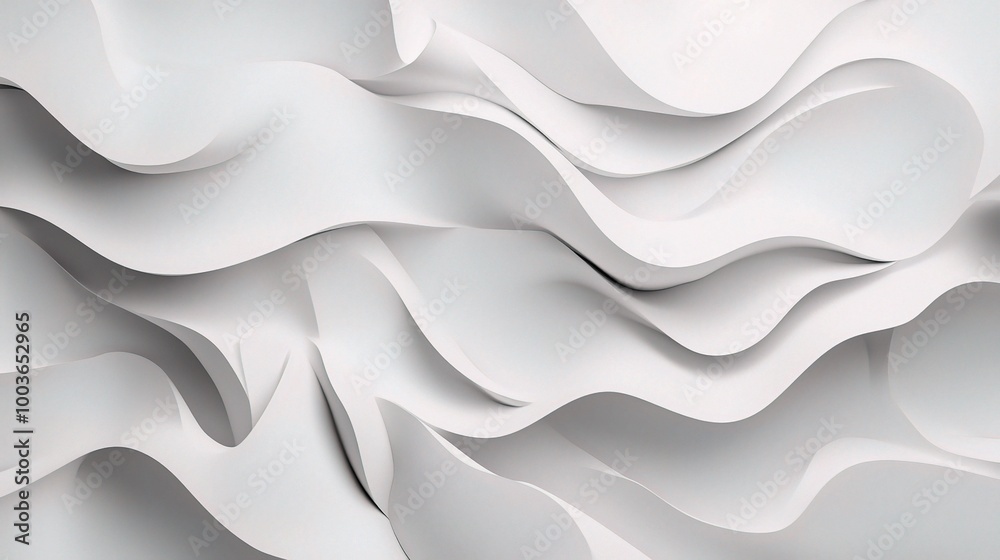 Obraz premium Fluid White Waves Abstract Background Design
