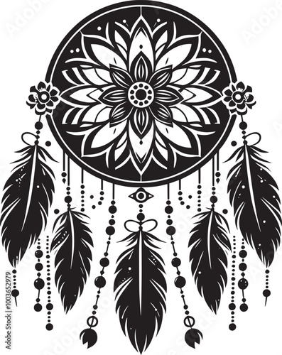 Dream catcher silhouette vector illustration isolated on a white background