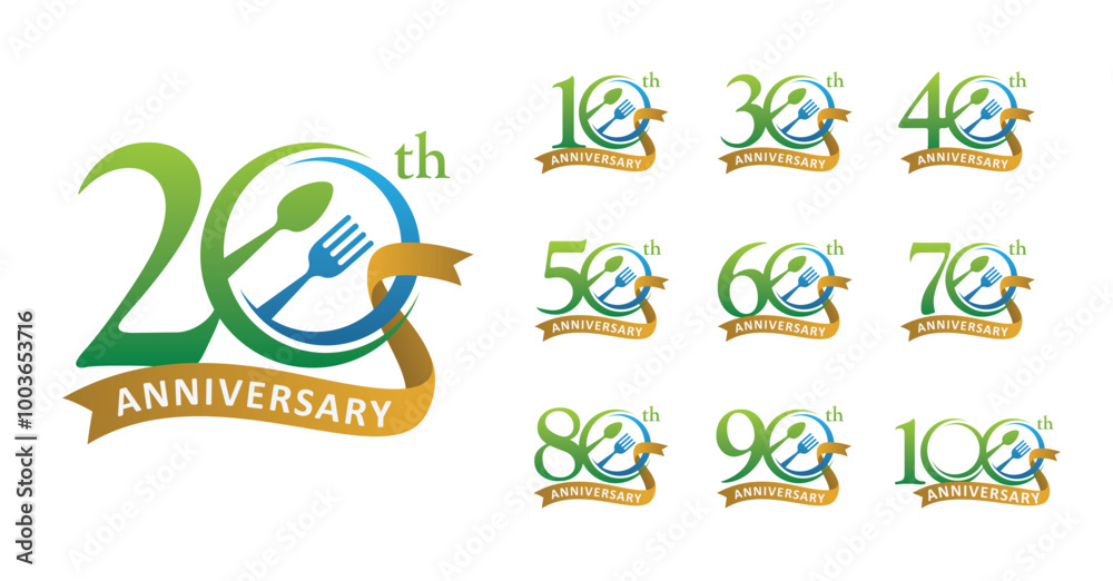 Set of anniversary design food number Set of anniversary design food number