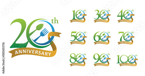 Set of anniversary design food number