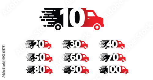 Set of anniversary design speed truck number
