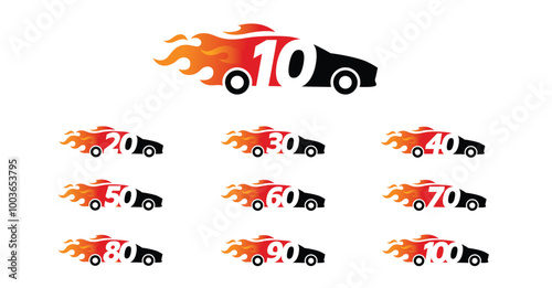 Set of anniversary design speed car number