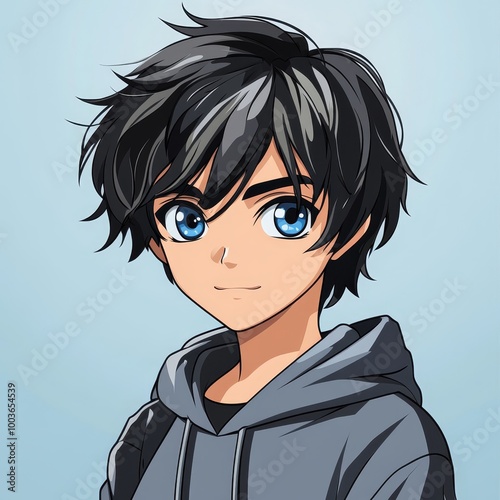 A youth boy with European or American faces in anime cartoon image. The designs are dynamic and eye-catching. The anime style brings a sense of fun and creativity. It's a art and commerce.