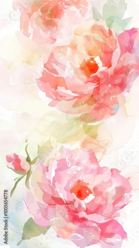 watercolor style light peony background 