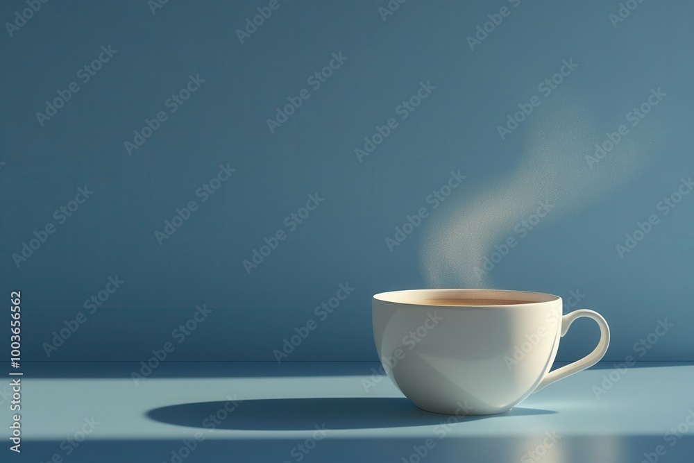 Steaming coffee cup on a blue background Steaming coffee cup on a blue background